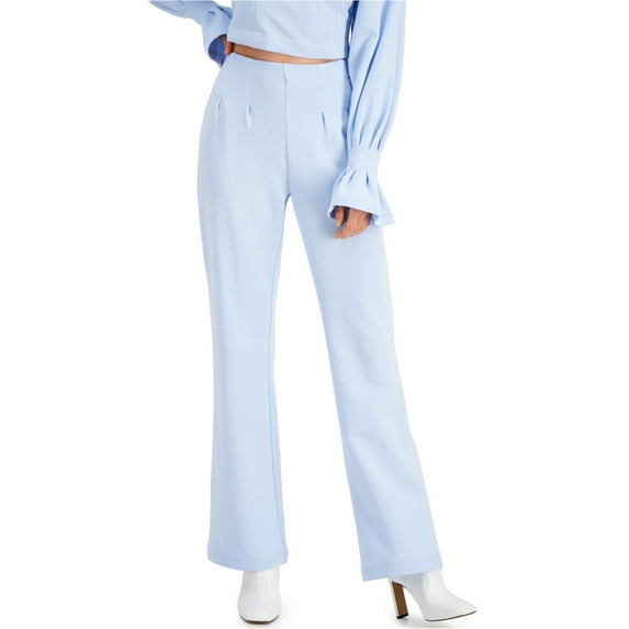 INC Women's Dress Pants Powder Pleated Front Flared Blue XL