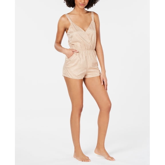 allbrand365 Designer Womens Printed Contrast Trim Romper