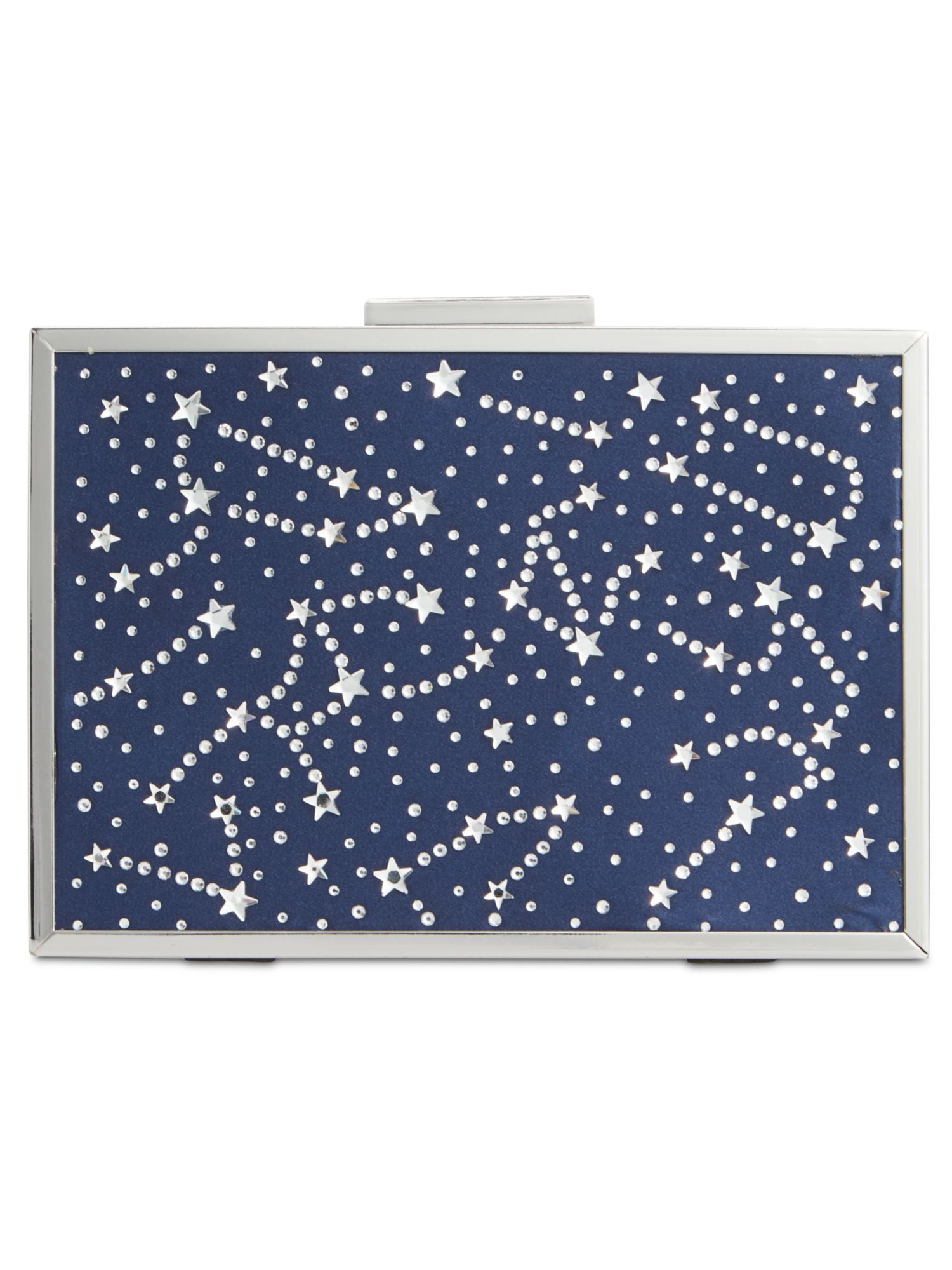 INC Women's Navy Embellished Celestial Sparkle Chain Strap Clutch Handbag Purse