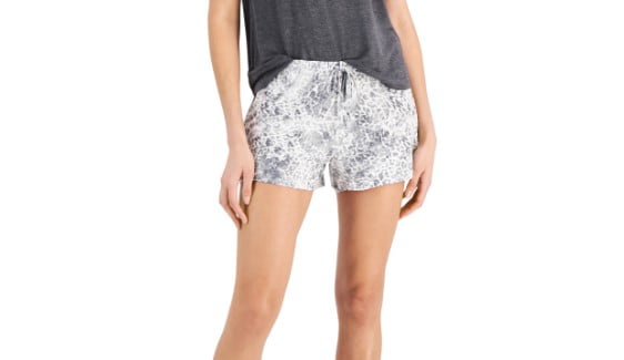 INC INTERNATIONAL CONCEPTS INC Women's Printed Drawstring Shorts-Washed Animal -Large Women's Printed Drawstring Shorts-Washed Animal -Large