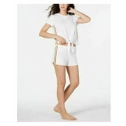 INC Womens Soft Rainbow Tie-Front Top & Shorts Pajama Set White Size Large
