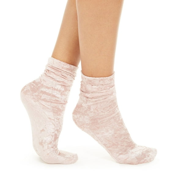 INC Women's Velvet Slouchy Crew Socks (Rose Petal, 9-11)