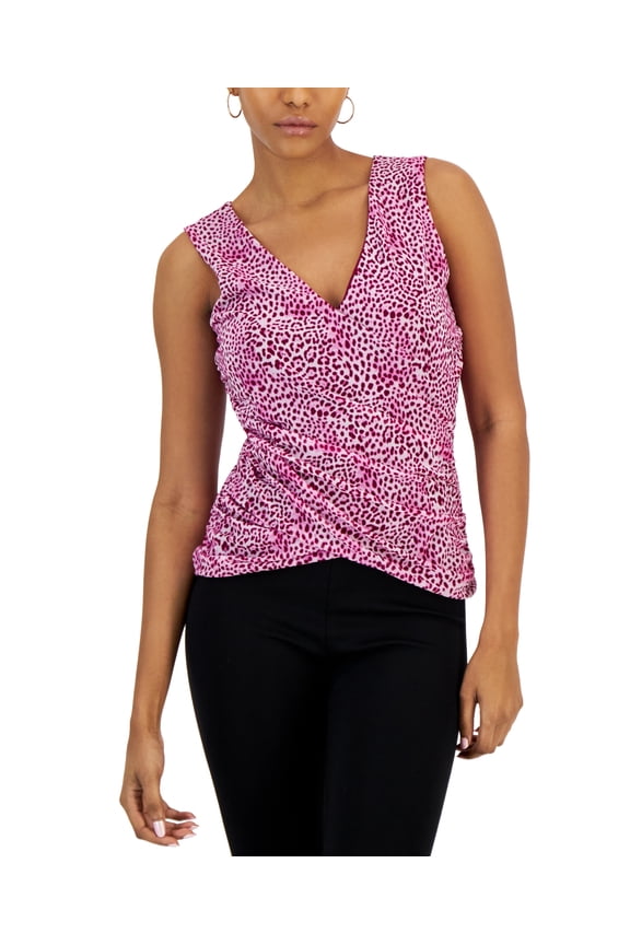Women's Printed Mesh Crossover Top Keeley Animal B XL