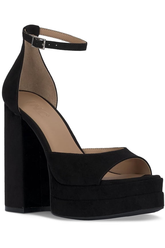 Womens Arya Faux Suede Peep-Toe Platform Sandals