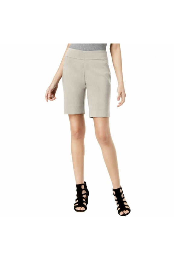 Womens Beige Curvy Fit Stud Trim Bermuda Shorts Size: 10