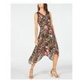 thumbnail image 1 of INC Womens Beige Printed Sleeveless V Neck Midi Trapeze Dress Size: 0, 1 of 4