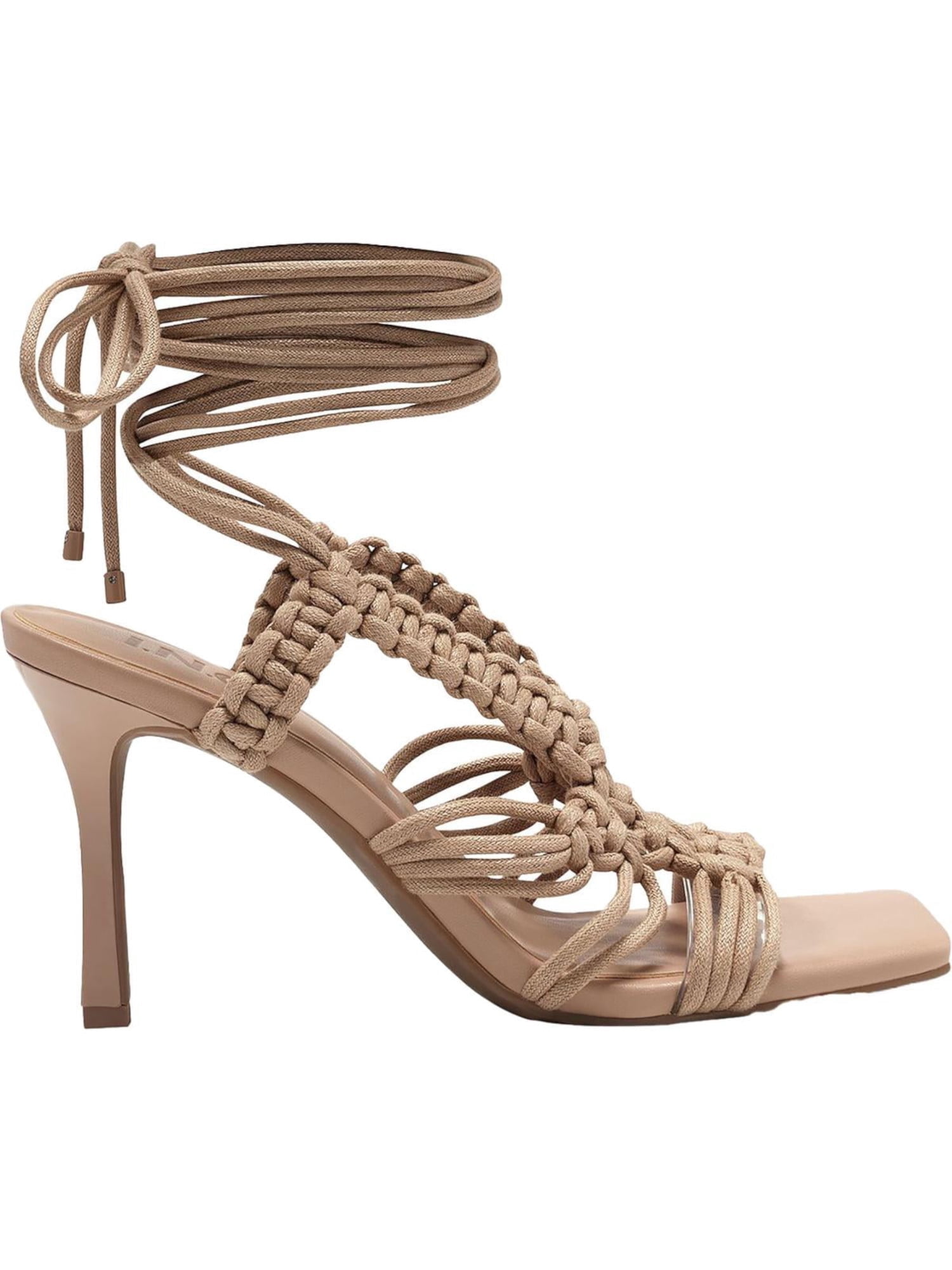 ILIO SMERALDO Womens Beige Chain Ankle Strap Cher Square Toe Stiletto Buckle Leather Heeled main image 0