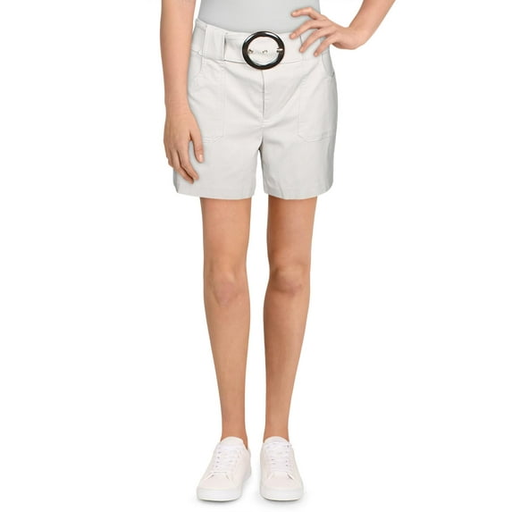 INC Womens Belted High Rise Shorts Beige 6