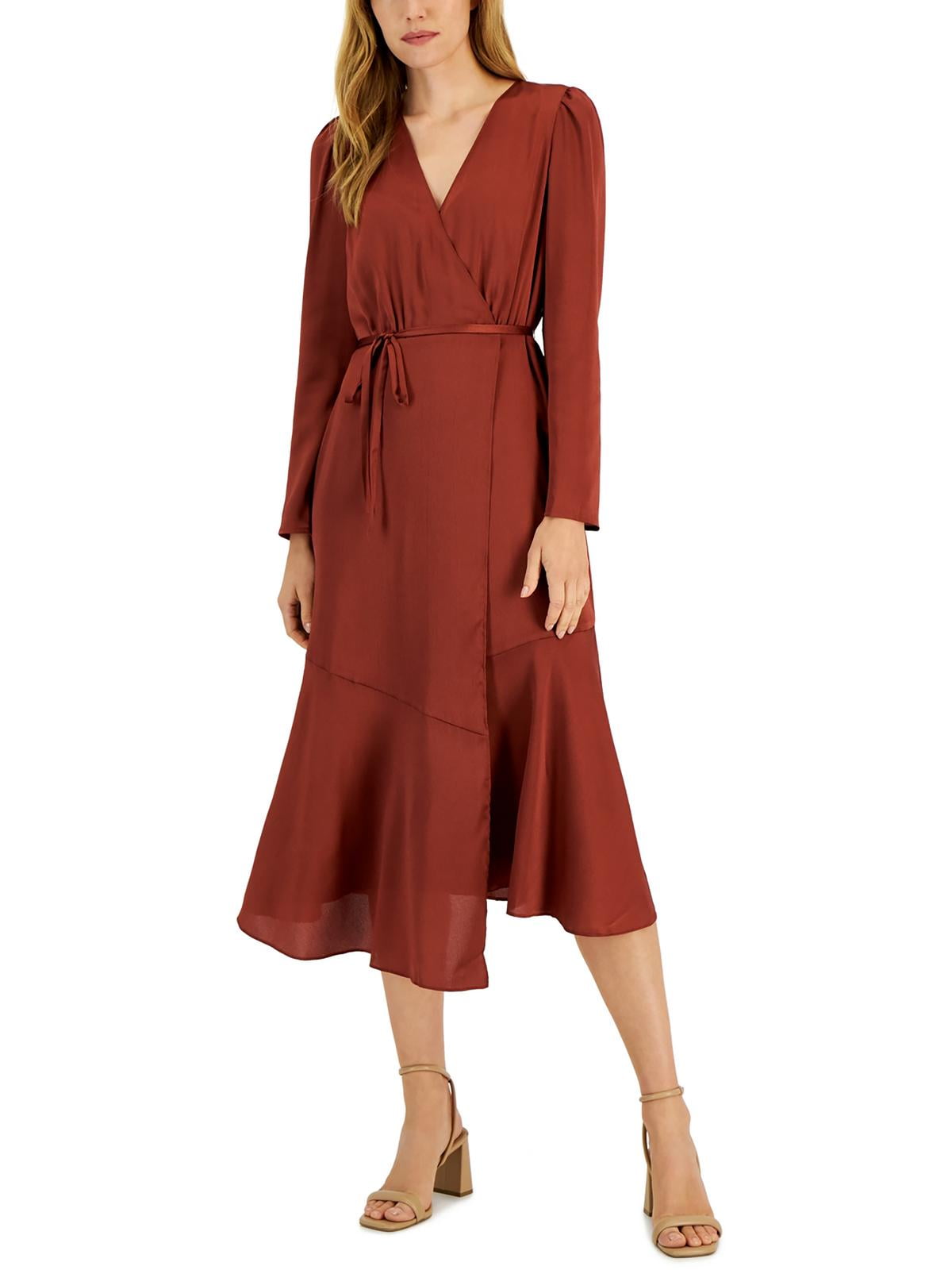 INC Womens Belted Midi Wrap Dress Walmart
