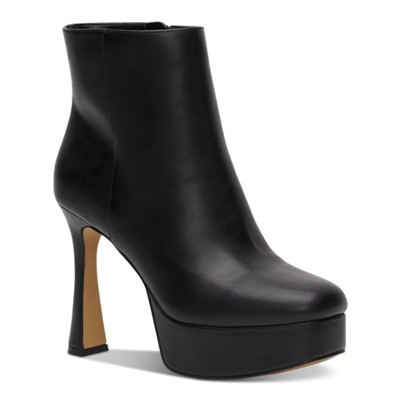 INC Womens Black 1-1/2" Platform Comfort Alize Round Toe Stiletto Zip-Up Booties 10 M