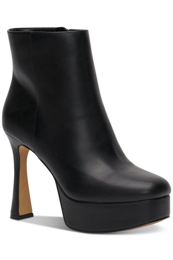 Womens Black 1-1/2" Platform Comfort Alize Round Toe Stiletto Zip-Up Booties 8.5 M