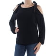thumbnail image 1 of INC Womens Black Cold Shoulder Scoop Neck Long Sleeve Top M, 1 of 2