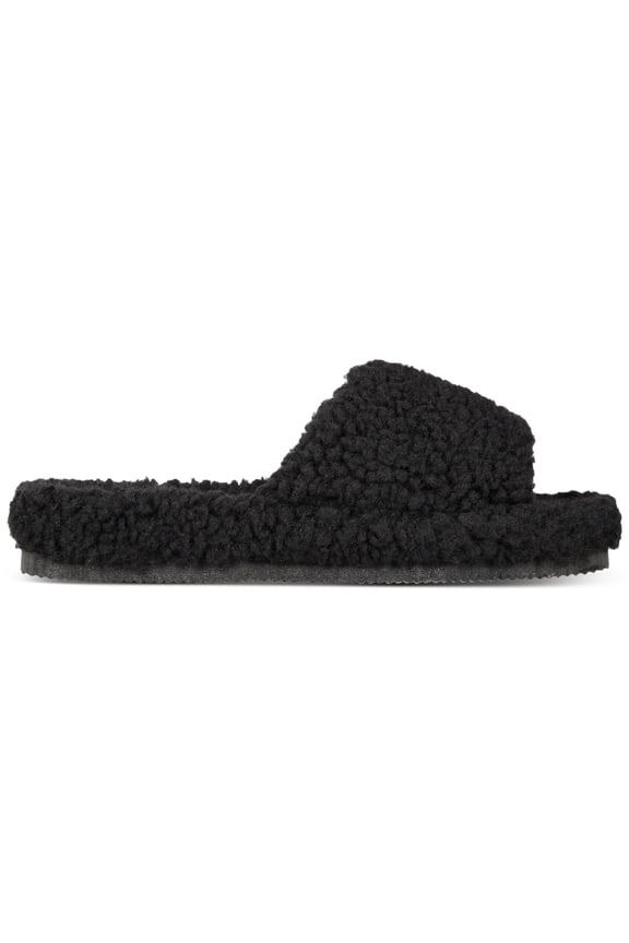 Womens Black Comfort Dinnaa Open Toe Platform Slip On Slippers 7 M