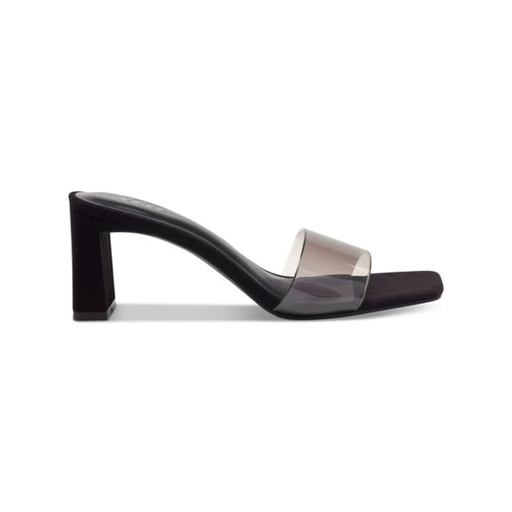 INC Womens Black Comfort Slip Resistant Beyla Square Toe Block Heel Slip On Dress Heeled Sandal 7.5 M
