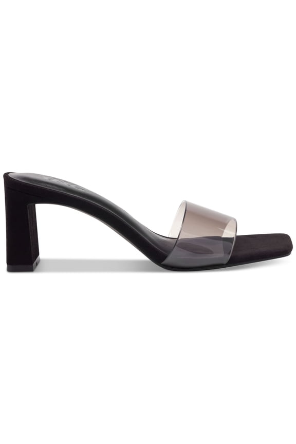 Womens Black Comfort Slip Resistant Beyla Square Toe Block Heel Slip On Dress Heeled Sandal 8 M