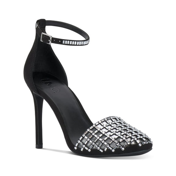 INC Womens Black Cushioned Arch Support Embroidered Adjustable Jaspen Round Toe Stiletto Buckle Dress Pumps Shoes 6.5 M