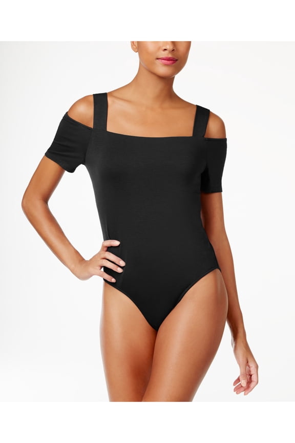 Womens Black Cut Out Short Sleeve Body Suit M