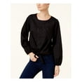 thumbnail image 1 of INC Womens Black Embellished Floral Long Sleeve Scoop Neck Tunic Top L, 1 of 4