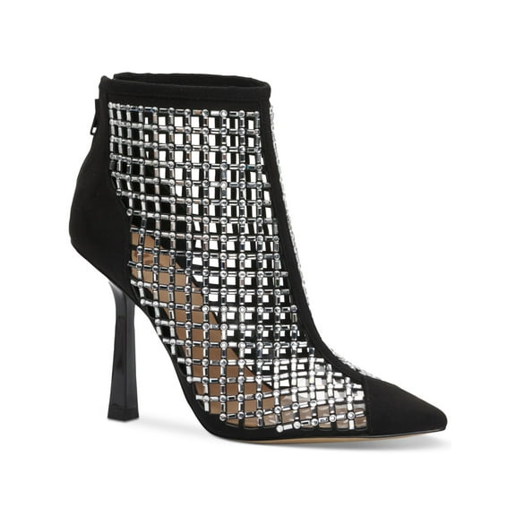 INC Womens Black Embellished Senalda Pointed Toe Stiletto Zip-Up Dress Booties 7 M