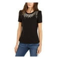 thumbnail image 1 of INC Womens Black Embellished Short Sleeve T-Shirt Size: S, 1 of 2