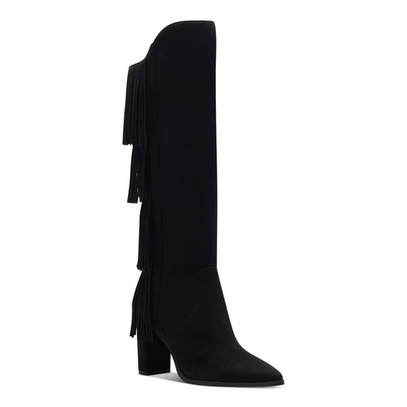 INC Womens Black Fringe Cushioned Arch Support Yomesa Pointed Toe Block Heel Zip-Up Heeled Boots 7.5 M
