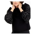 thumbnail image 1 of INC Womens Black Glitter Long Sleeve Surplice Neckline Faux Wrap Top L, 1 of 2