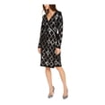 thumbnail image 1 of INC Womens Black Long Sleeve Knee Length Wrap Dress Evening Dress S, 1 of 4