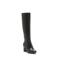 thumbnail image 1 of INC Womens Black Padded Radella Round Toe Block Heel Zip-Up Leather Boots Shoes 12 M, 1 of 2