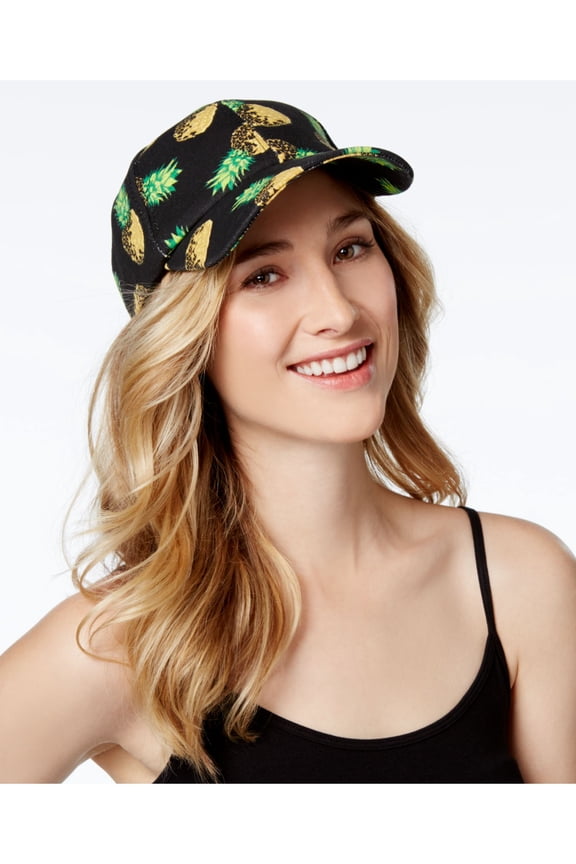 Womens Black Pineapple Print Cotton Strapback Baseball Ball Cap Hat ADJUSTABLE