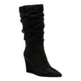 thumbnail image 1 of INC Womens Black Rhinestone Cushioned Arch Support Florelle Pointed Toe Wedge Zip-Up Dress Slouch Boot 7.5 M, 1 of 4