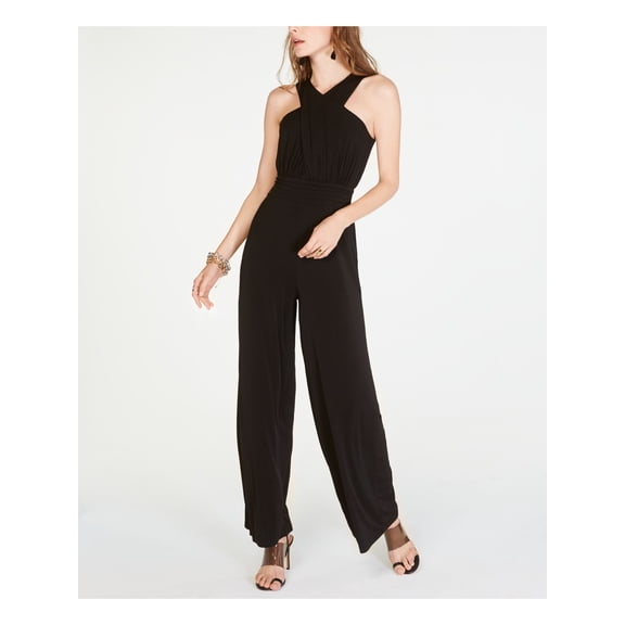 INC Womens Black Sleeveless Halter Wide Leg Cocktail Jumpsuit Size: S