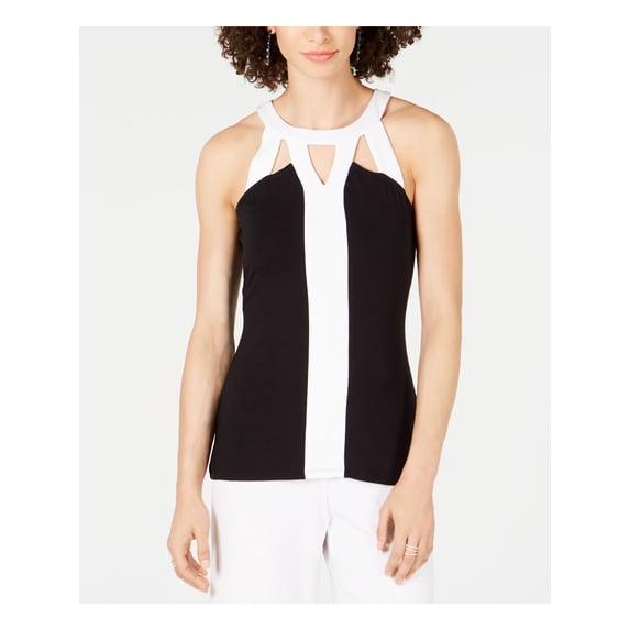 INC Womens Black Sleeveless Keyhole Tank Top Petites Size: PL