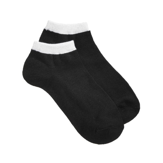 INC Womens Black Solid Contrast Trim Metallic Knit Ribbed Casual Ankle Socks