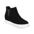 thumbnail image 1 of INC Womens Black Stretch Gore 1" Platform Perforated Hidden Heel Tayla Round Toe Wedge Zip-Up Leather Athletic Sneakers 6 M, 1 of 4