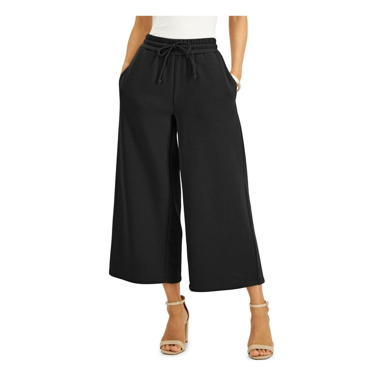 INC Womens Black Stretch Pocketed Drawstring Culotte Wear To Work Wide Leg  Pants XS 