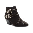 thumbnail image 1 of INC Womens Black Studded Comfort Buckle Accent Cushioned Iliana Almond Toe Block Heel Zip-Up Booties 6 M, 1 of 8