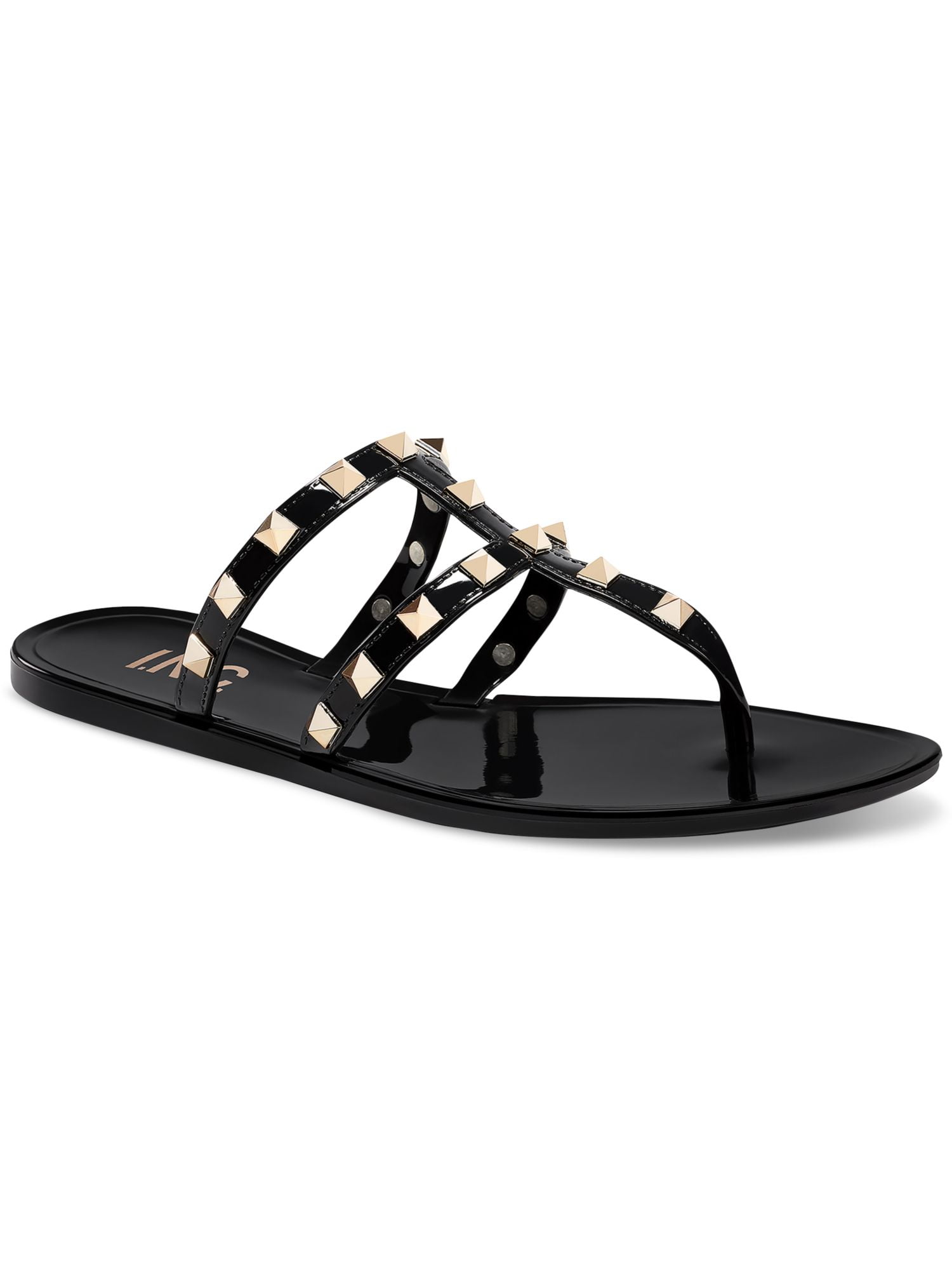 SPLENDID Womens Black Comfort Strappy Fern Square Toe Slip On Leather Thong Sandals Shoes main image 1
