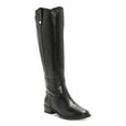 thumbnail image 1 of INC Womens Black V Elastic Gore Cushioned Studded Fawne Round Toe Block Heel Zip-Up Leather Riding Boot 11 M, 1 of 4