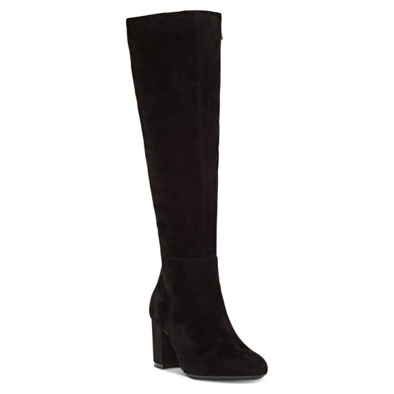 INC Womens Black Wide Calf Radella Round Toe Block Heel Zip-Up Leather Boots 9 M