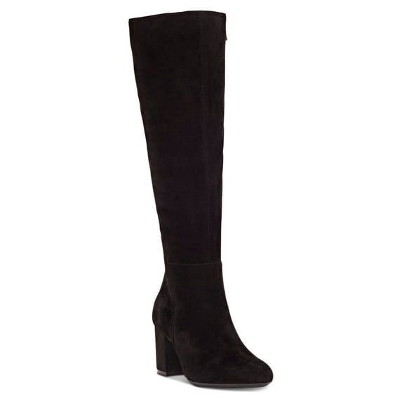 INC Womens Black Wide Calf Radella Round Toe Block Heel Zip-Up Leather Boots Shoes 7 M