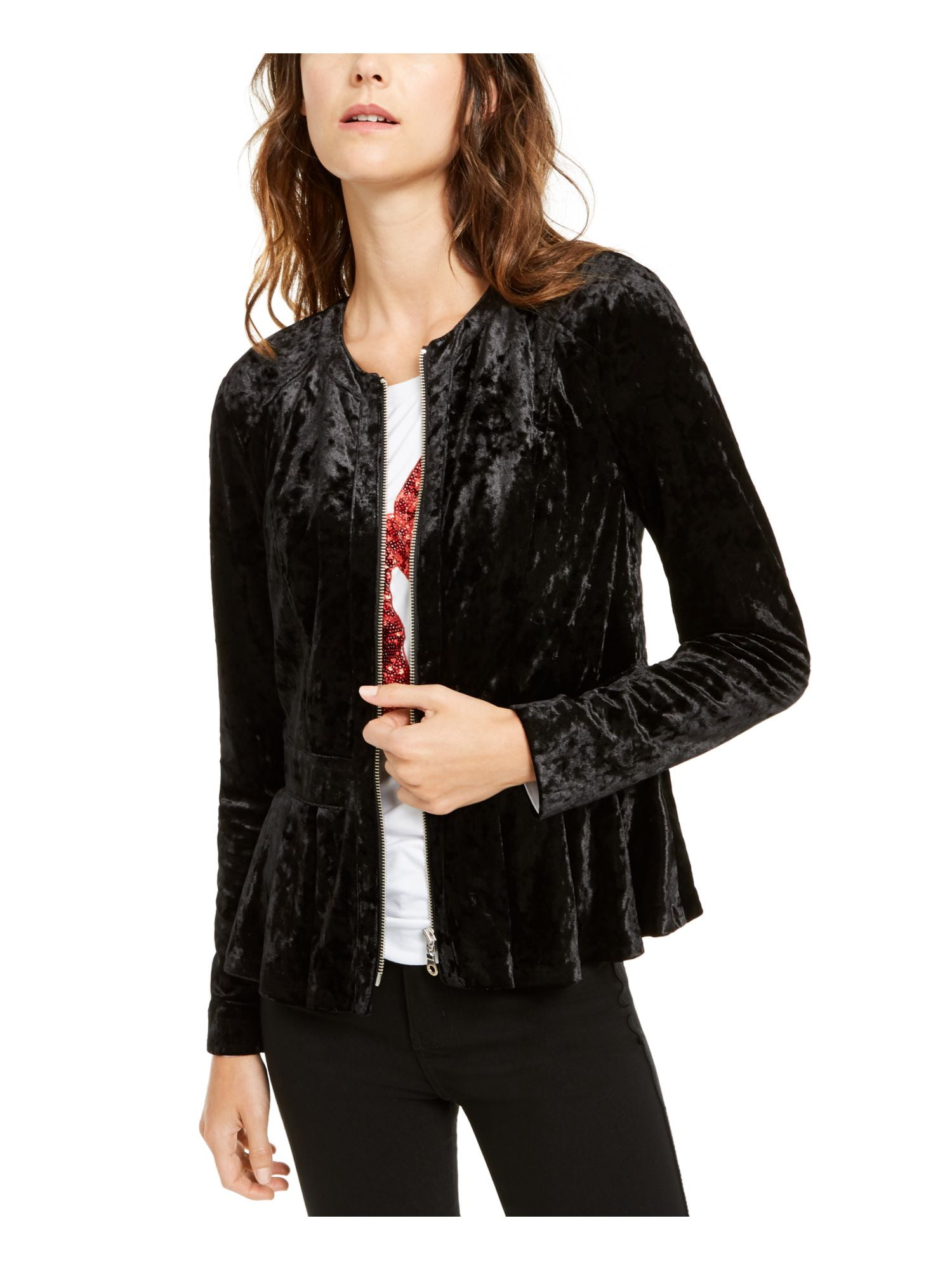 INC Womens Black Zip Up Jacket Size M