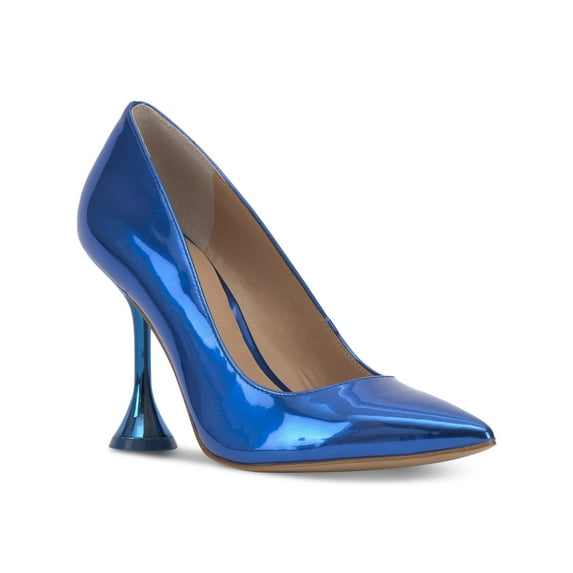 INC Womens Blue Comfort Savitri Pointed Toe Flare Slip On Dress Pumps Shoes 7 M