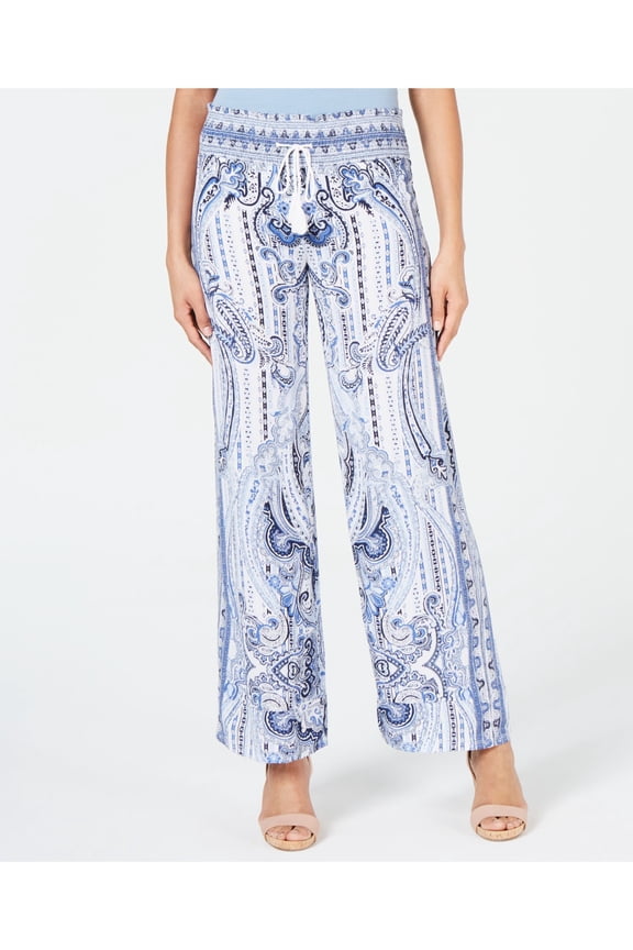 Womens Blue Paisley Wide Leg Pants Size: XL