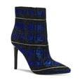 thumbnail image 1 of INC Womens Blue Plaid Slip Resistant Rhinestone Reisa Pointed Toe Stiletto Zip-Up Dress Booties 8 M, 1 of 3