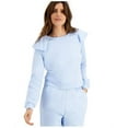 thumbnail image 1 of INC Womens Blue Ruffled Long Sleeve Jewel Neck Sweatshirt M, 1 of 1