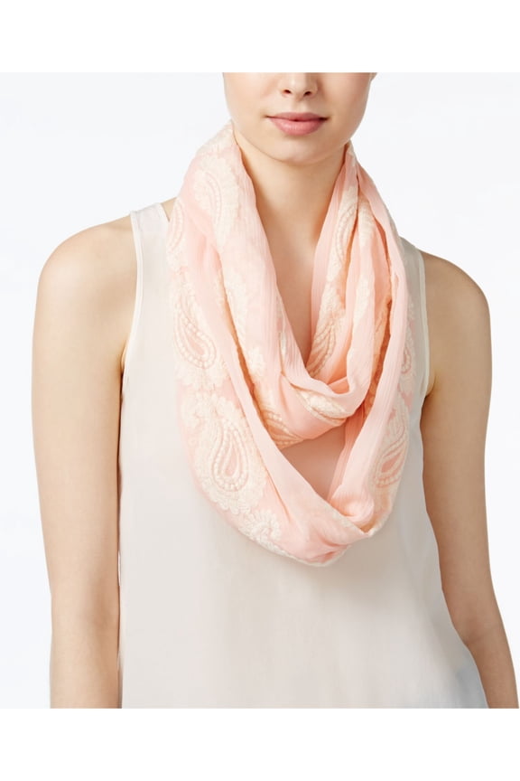 Womens Blush Pink Embroidered Infinity Scarf