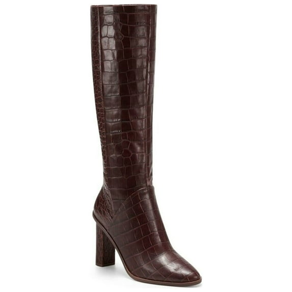 INC Womens Brown Animal Print Pointed Toe Block Heel Zip-Up Dress Boots 10 M