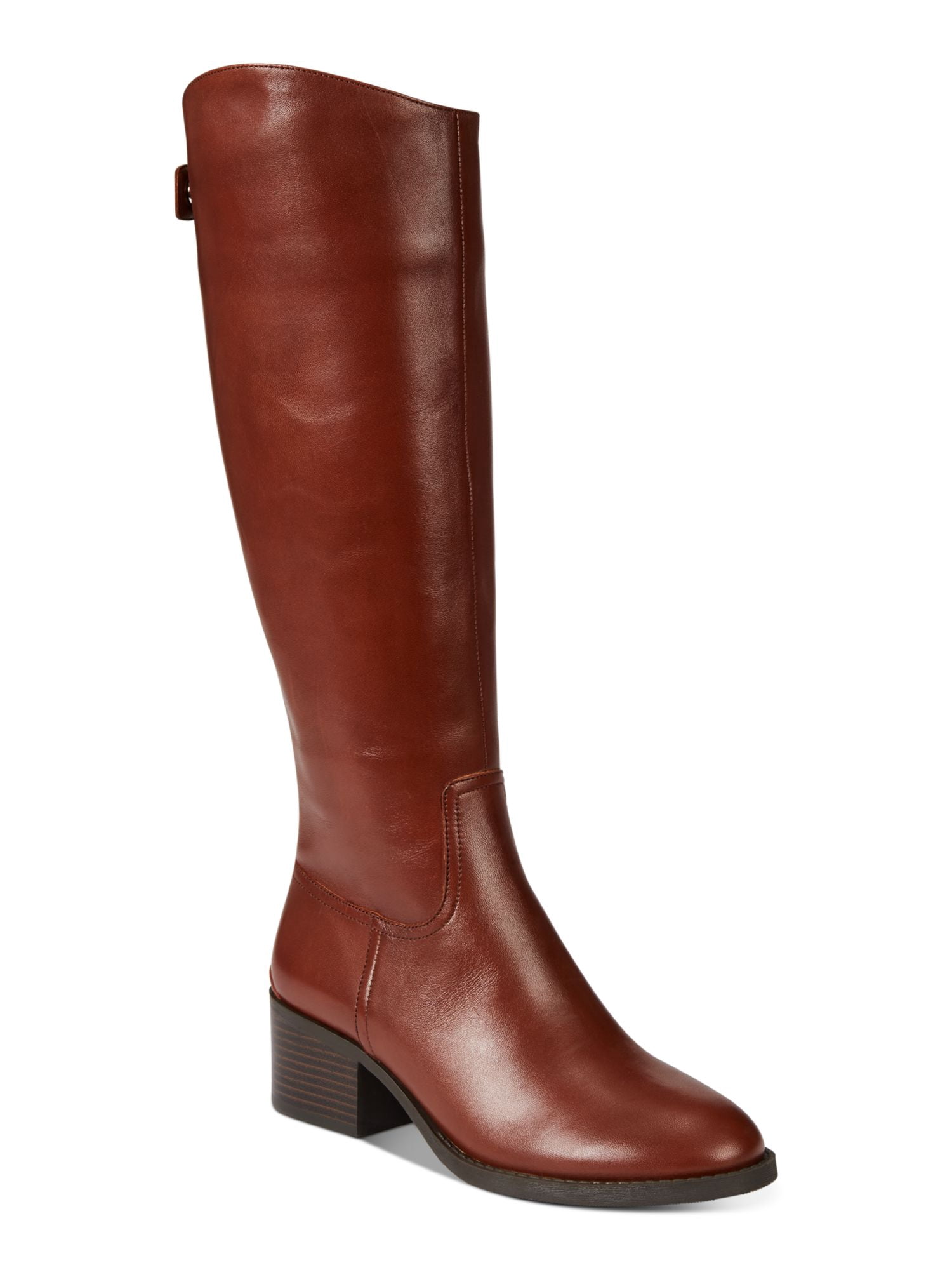 AQUA COLLEGE Womens Beige Notched Cushioned Waterproof Trey Pointy Toe Block Heel Zip-Up Leather Boots Shoes M
