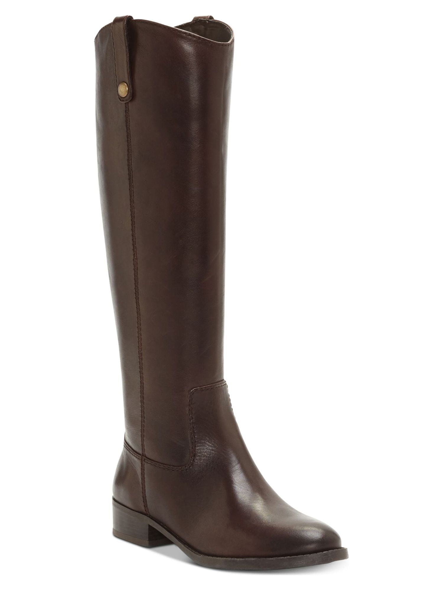 WHITE MOUNTAIN Womens Brown Buckle Accent Stretch Round Toe Stacked Heel Zip-Up Riding Boot M