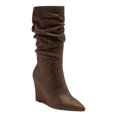 thumbnail image 1 of INC Womens Brown Cushioned Rhinestone Florelle Pointed Toe Wedge Zip-Up Dress Slouch Boot 8 M, 1 of 4